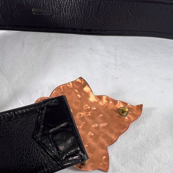 GIANFRANCO LOTTI Leaf Buckle Accent Black Leather Women's Belt Made in Italy - Picture 8 of 9